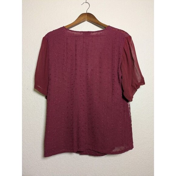Whimsigoth Burgundy Sheer Lace Wrap Top Size Medium Romantic Witchy Stevie Nicks - Picture 7 of 11